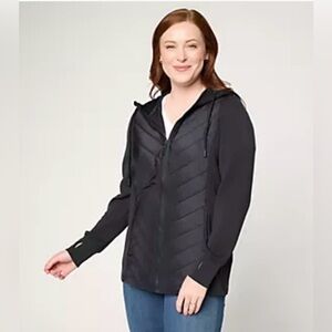 Women’s St. John's Bay Active Green&Black fleece hooded Jacket, medium